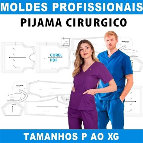 molde de pijama cirúrgico feminino para imprimir